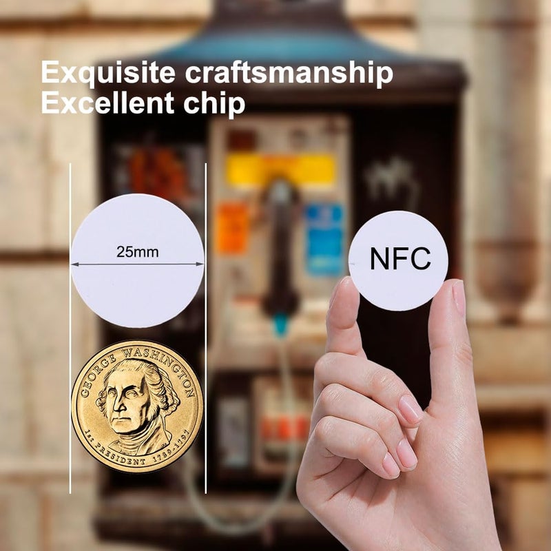 YANZEO 20 Pcs NTAG215 Chip NFC Round Cards NFC 215 RFID Tag with Box Compatible with TagMo and Amiibo, 504 Bytes Memory Fully Programmable for NFC-Enabled Devices - Image 5